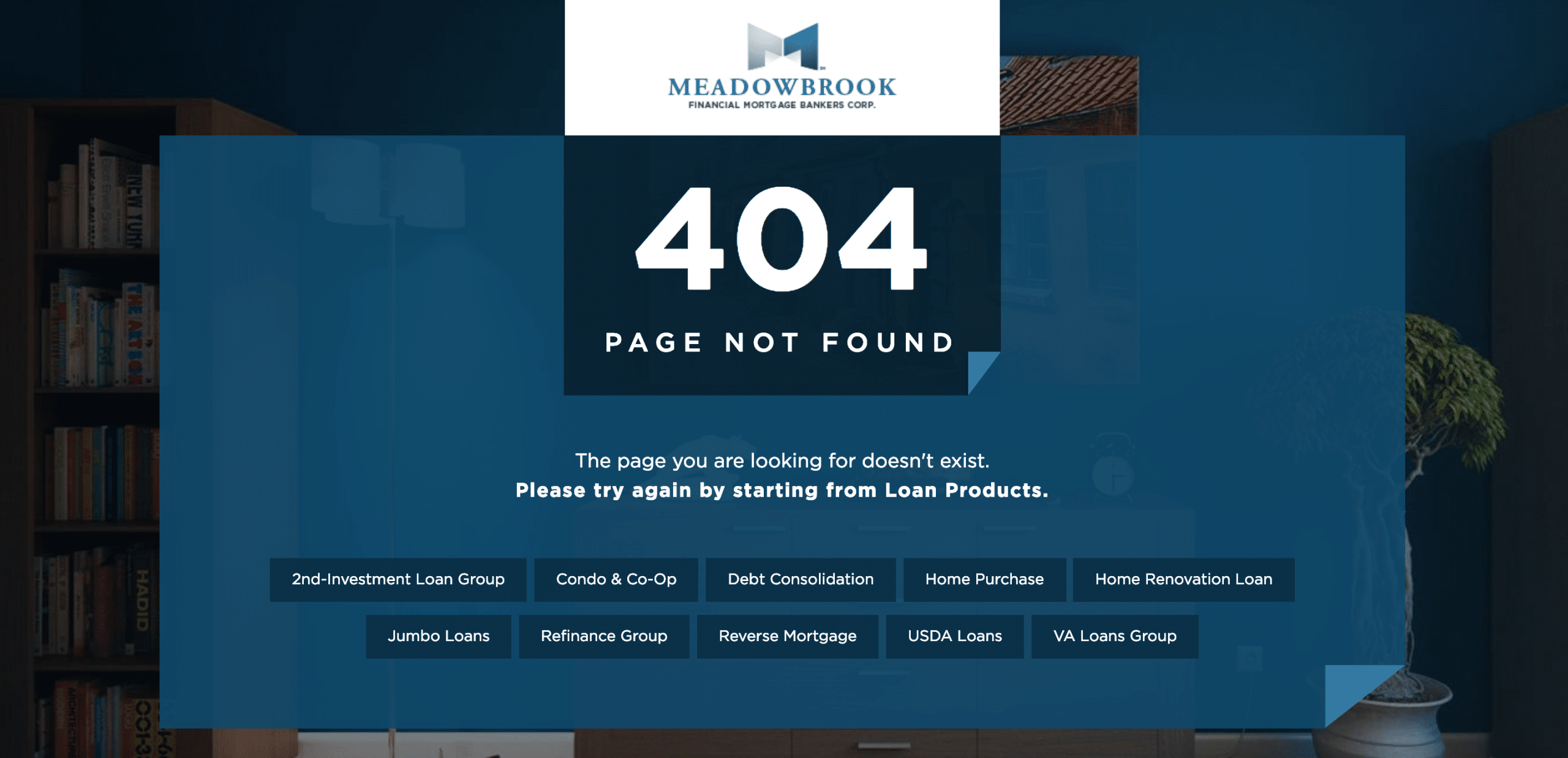 Meadowbrook 404 error page created by TND