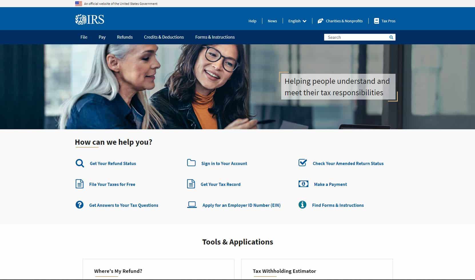 Clean and Professional Layout The Internal Revenue Service (IRS) Website
