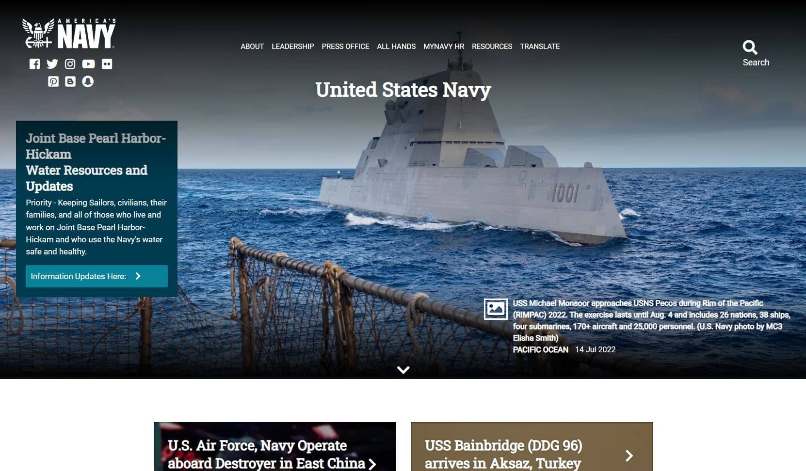 Eye-Catching Background: U.S. Navy Government Website