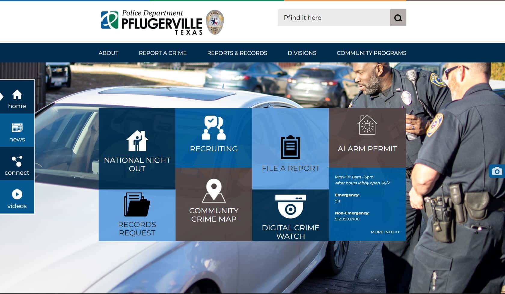 Responsive Design: Pflugerville Police Department Texas Website