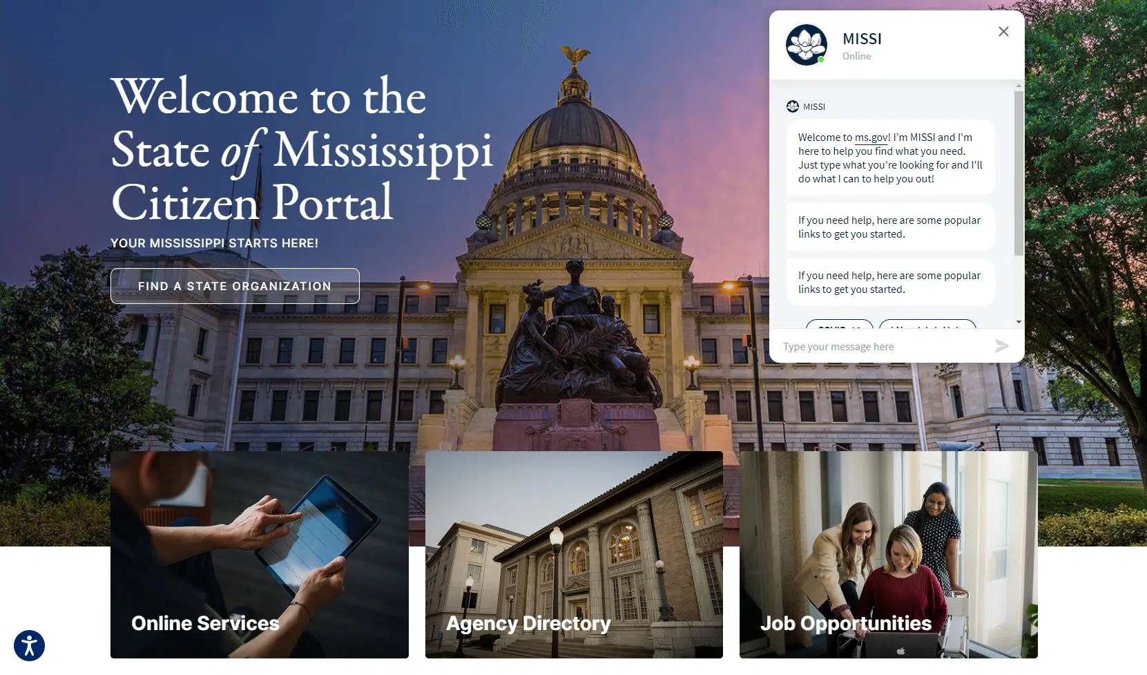 UX-Optimization: The State of Mississippi Government Website