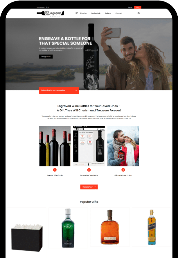 Los Angeles Website Design for Engrave A Bottle - Top Notch Dezigns