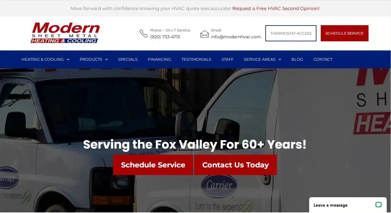 hvac website examples